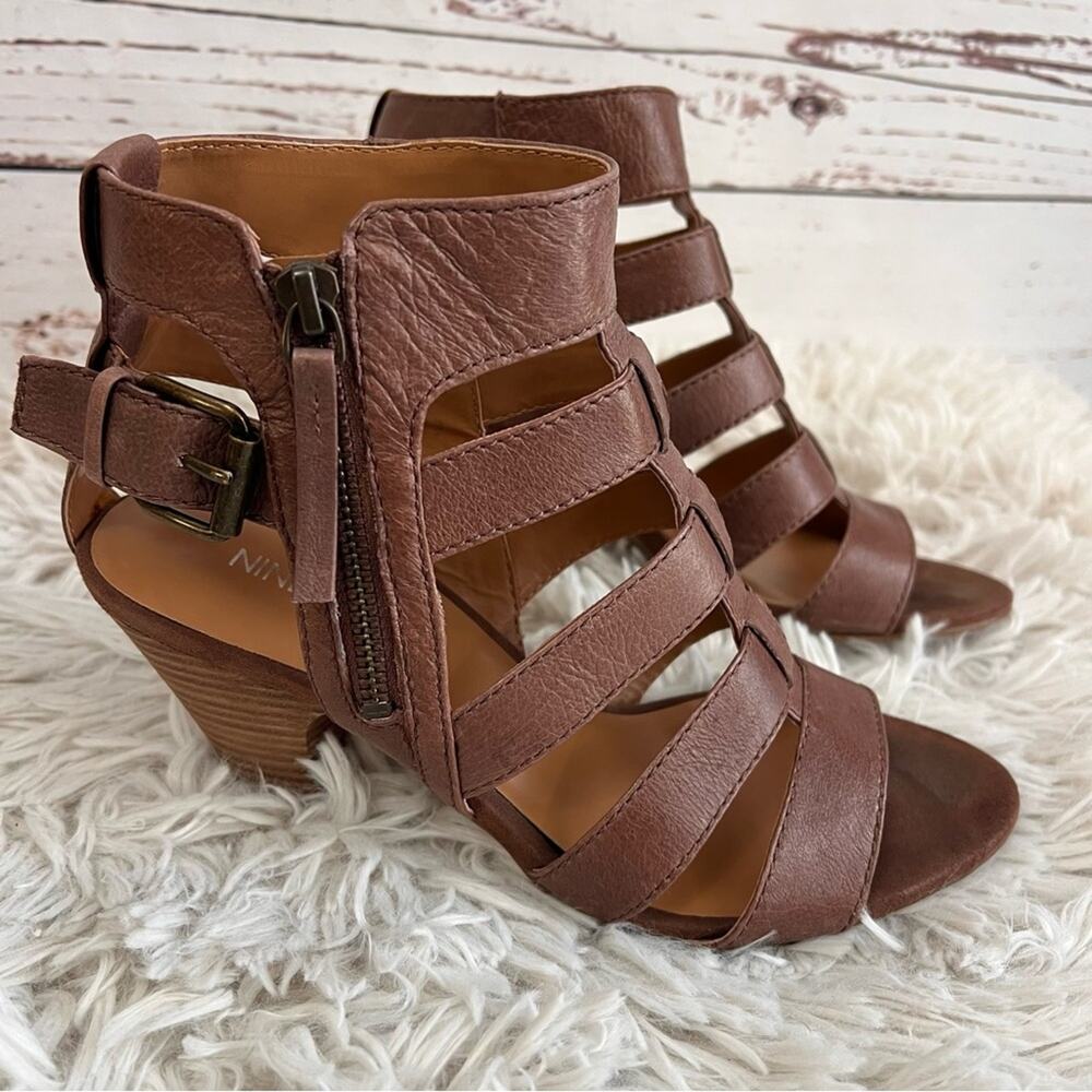 Nine West Brown CindyLuo Gladiator Strappy Heeled Sandals Size 7